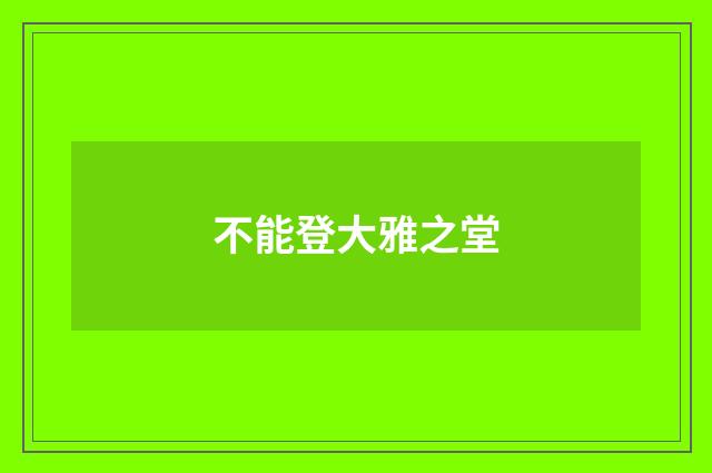 不能登大雅之堂