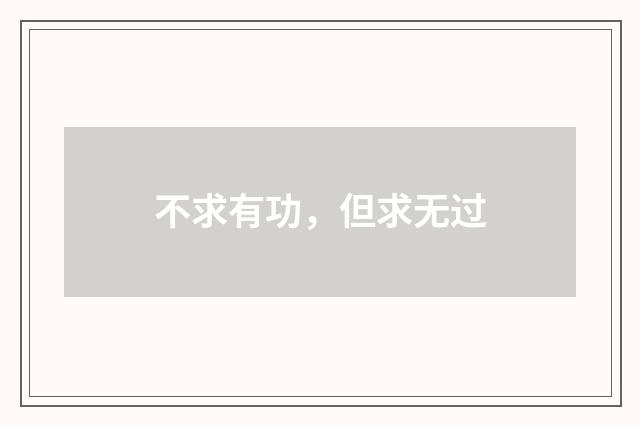 不求有功，但求无过