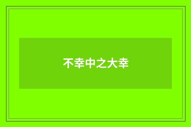 不幸中之大幸