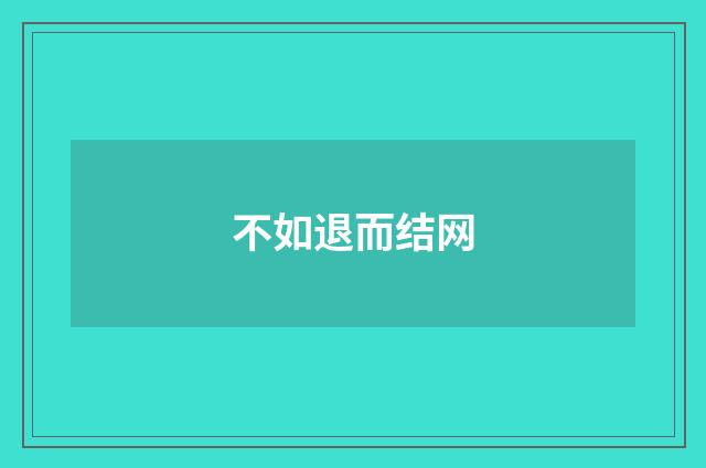 不如退而结网