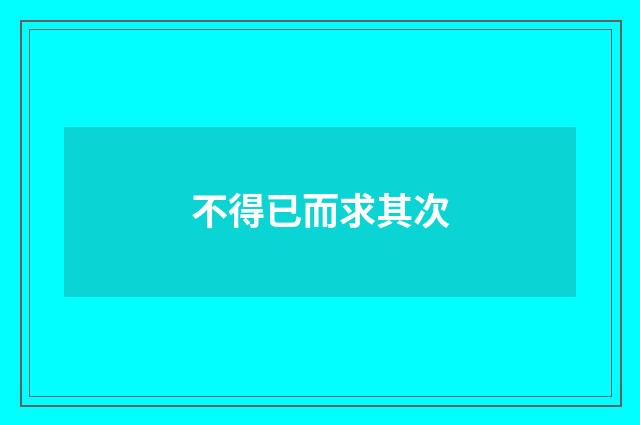 不得已而求其次