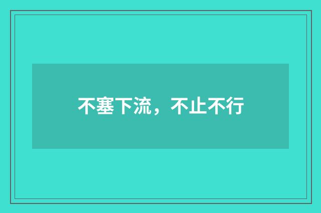 不塞下流，不止不行