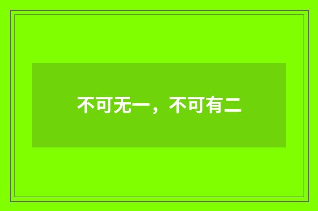 不可无一，不可有二