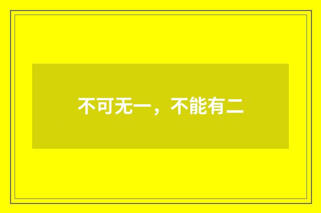 不可无一，不能有二