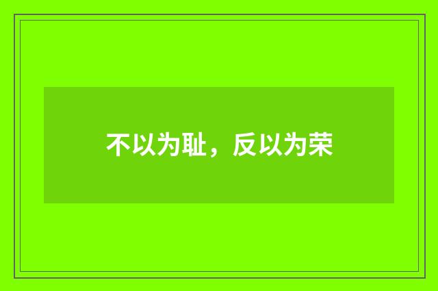 不以为耻，反以为荣