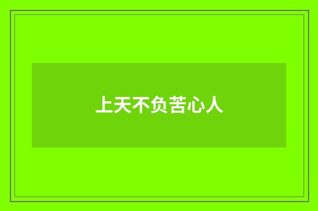 上天不负苦心人