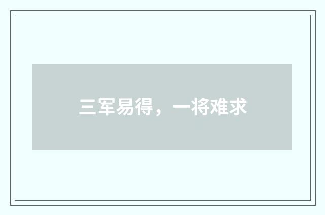 三军易得，一将难求