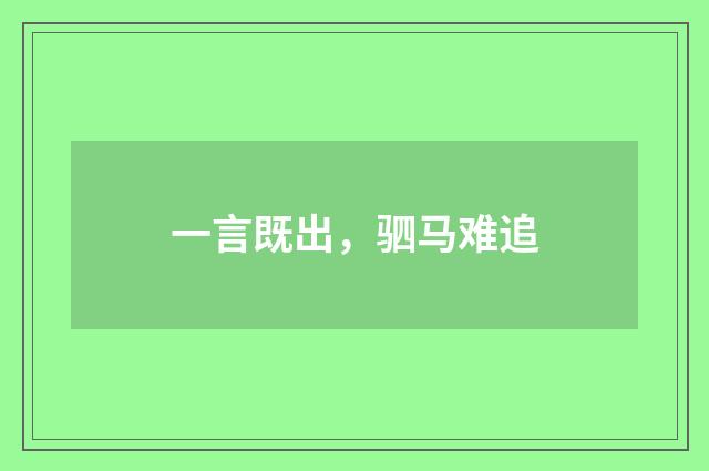 一言既出，驷马难追