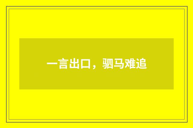 一言出口，驷马难追