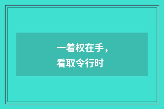 一着权在手，看取令行时