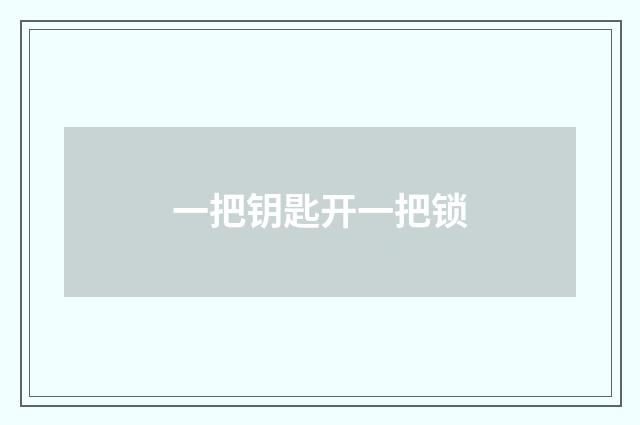 一把钥匙开一把锁