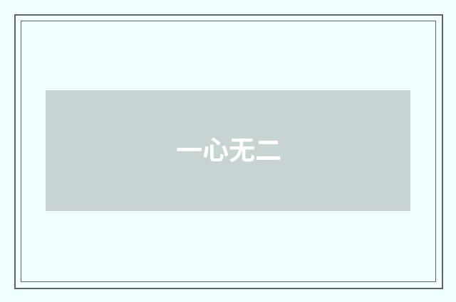 一心无二