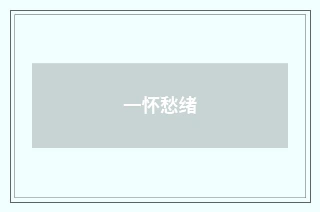 一怀愁绪