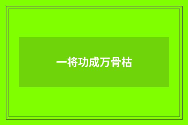 一将功成万骨枯