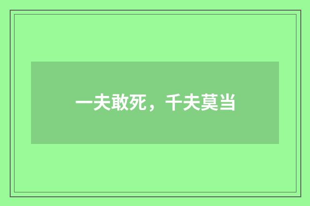 一夫敢死，千夫莫当