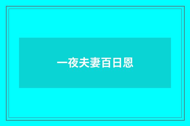 一夜夫妻百日恩