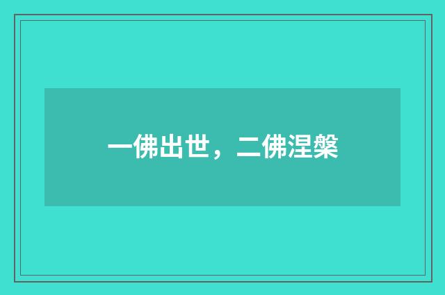 一佛出世，二佛涅槃