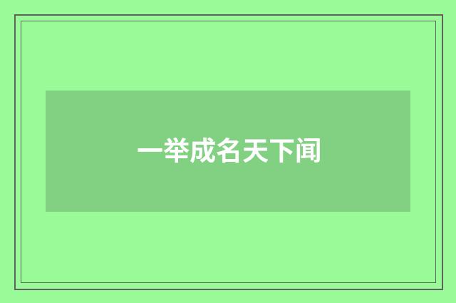 一举成名天下闻