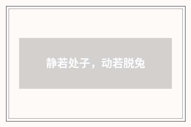 静若处子，动若脱兔