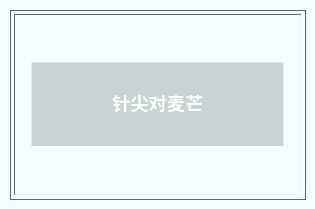 针尖对麦芒