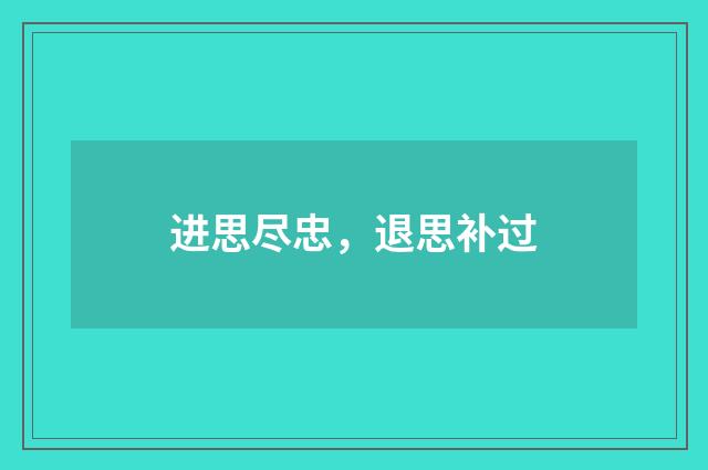 进思尽忠，退思补过