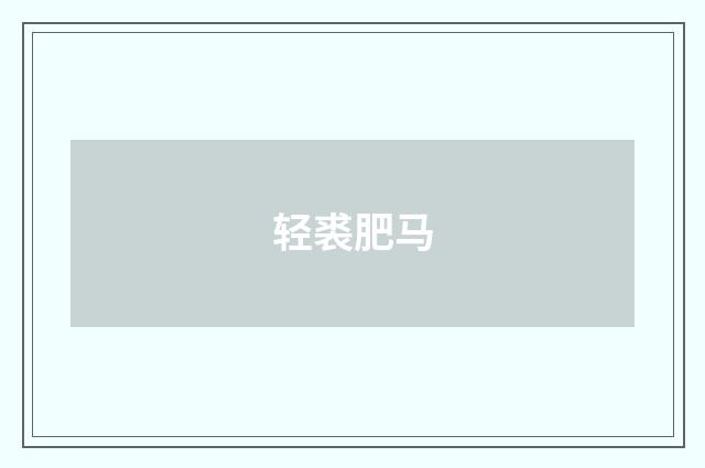 轻裘肥马