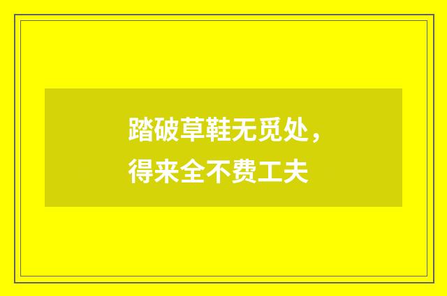 踏破草鞋无觅处，得来全不费工夫