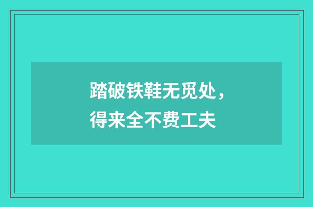 踏破铁鞋无觅处，得来全不费工夫