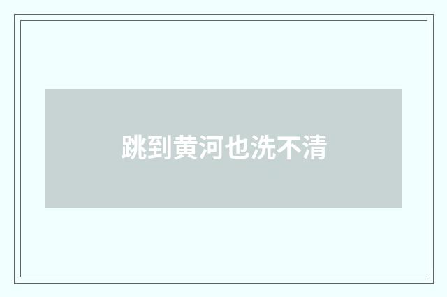 跳到黄河也洗不清
