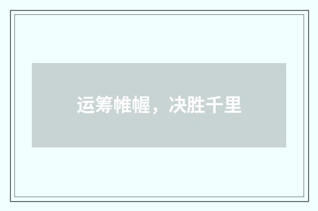 运筹帷幄，决胜千里