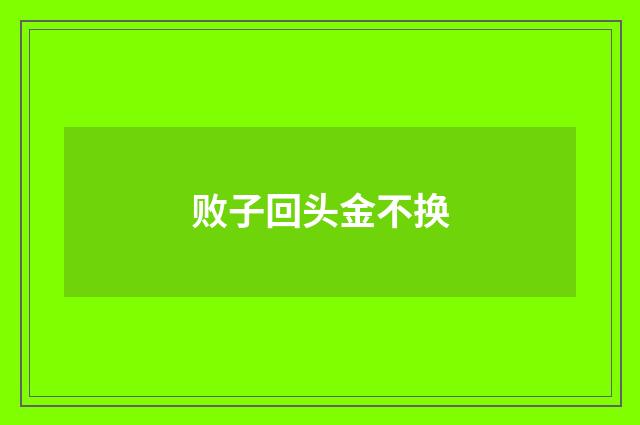 败子回头金不换