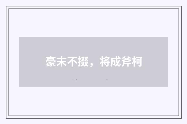 豪末不掇，将成斧柯