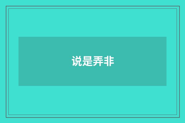 说是弄非