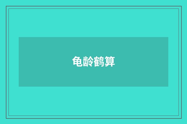 龟龄鹤算