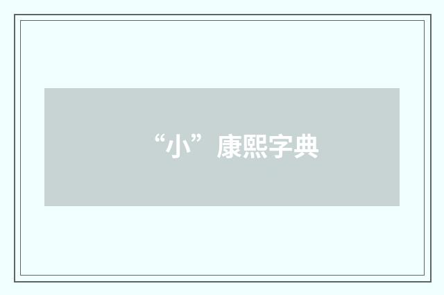 “小”康熙字典