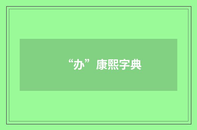 “办”康熙字典