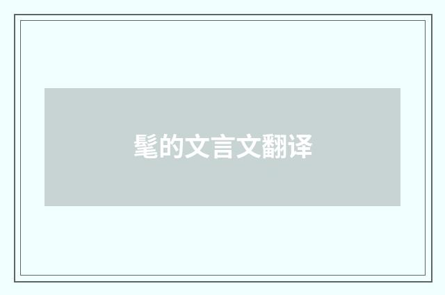髦的文言文翻译