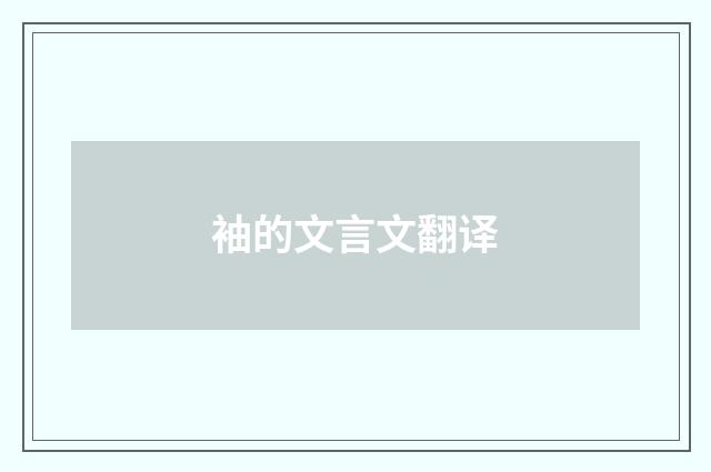 袖的文言文翻译