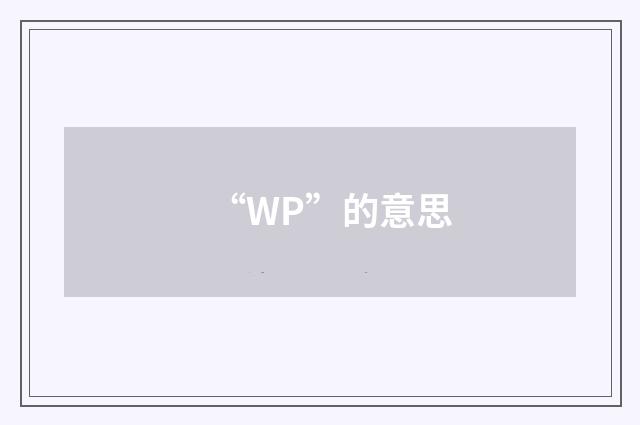 “WP”的意思
