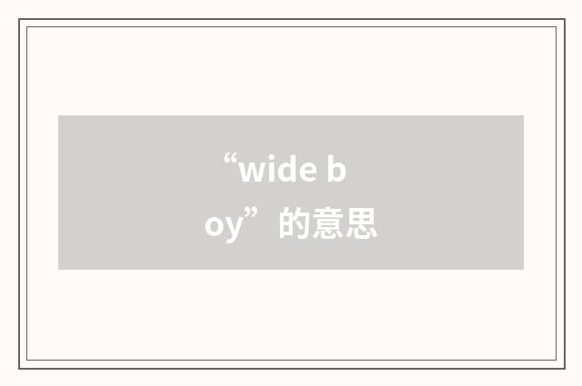 “wide boy”的意思