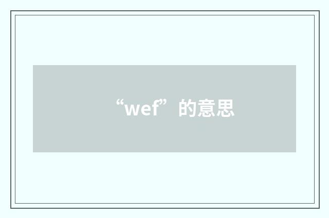 “wef”的意思