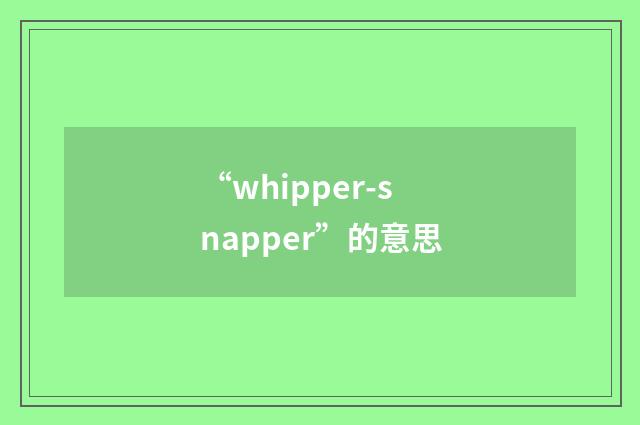 “whipper-snapper”的意思