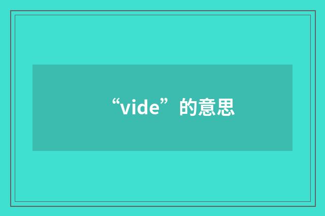 “vide”的意思
