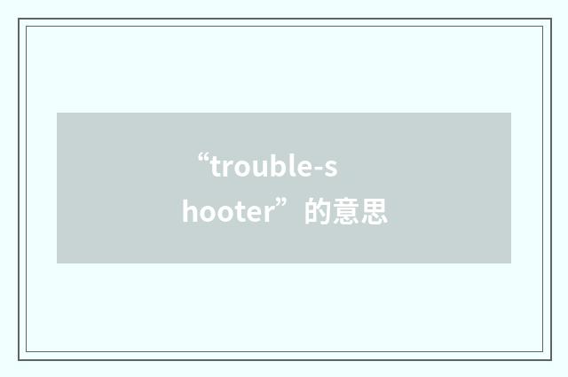 “trouble-shooter”的意思