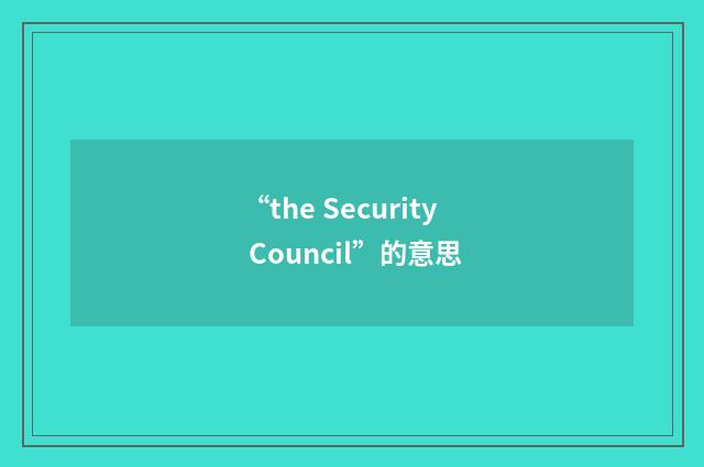 “the Security Council”的意思