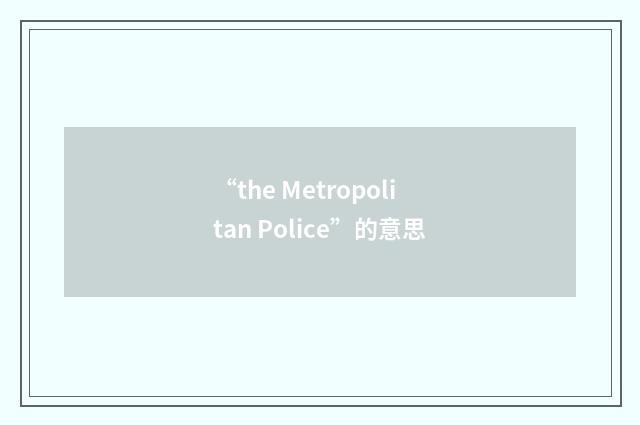 “the Metropolitan Police”的意思