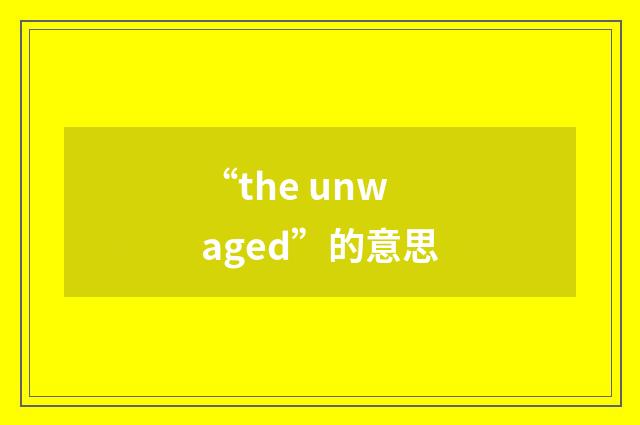 “the unwaged”的意思