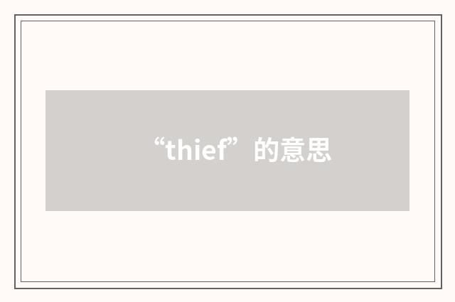 “thief”的意思
