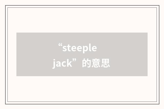 “steeplejack”的意思