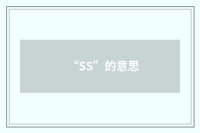 “SS”的意思